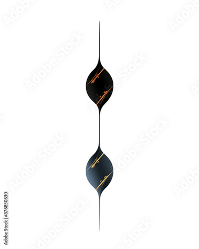 abstract straight black line with round shape in centre transparent PNG
