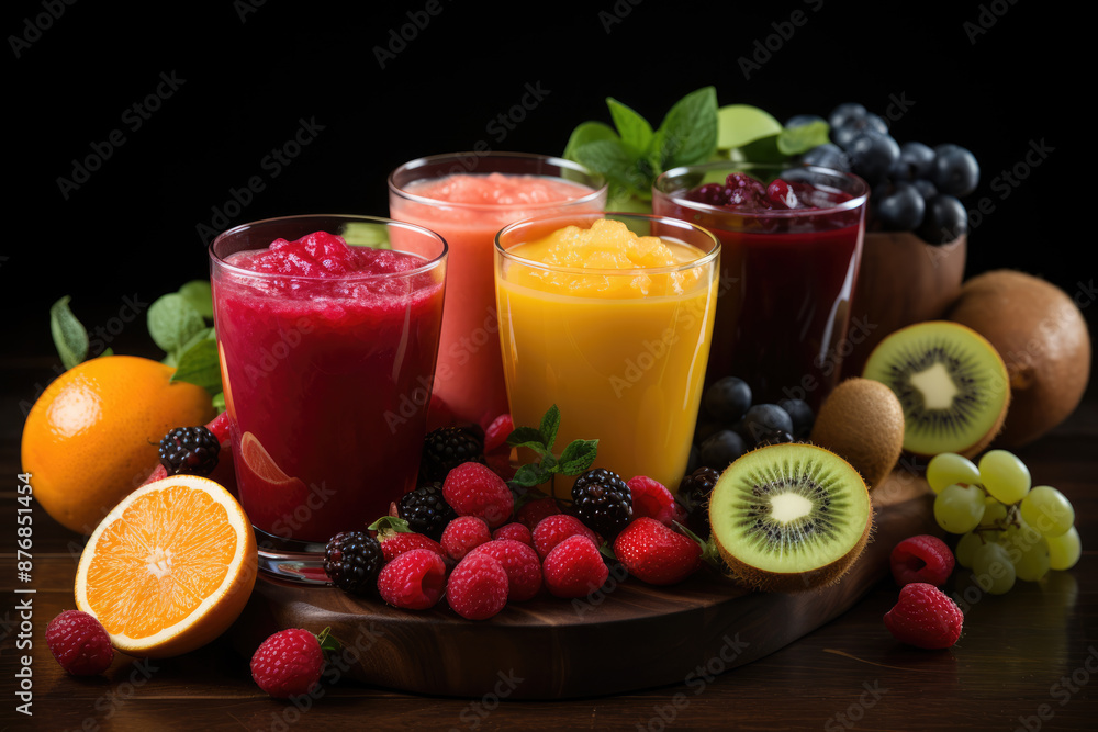 generated illustration assorted refreshment with fresh Juice and healthy food generated illustration assorted refreshment with fresh Juice and healthy food