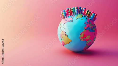 Fototapeta Naklejka Na Ścianę i Meble -  Miniature of Earth with Colorful Background and Copy Space