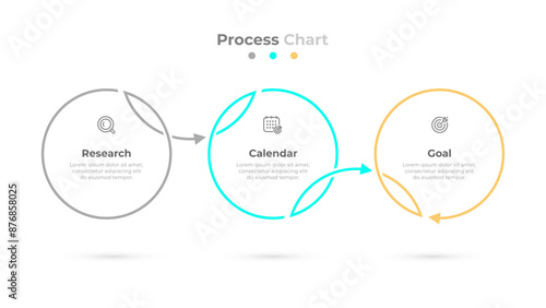 Circle elements  for infographics. Business process label design with thin line and marketing icons with 3 steps and options.
