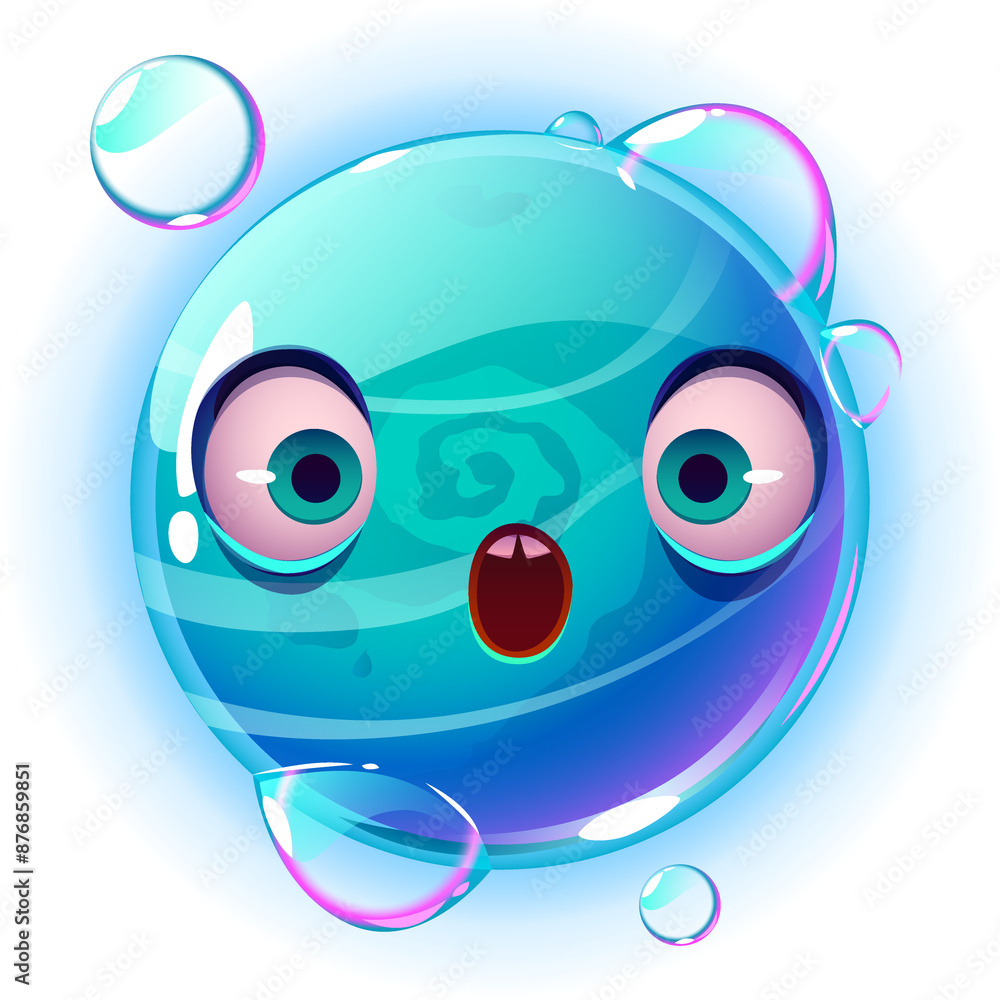 Naklejka premium Blue Planet Surprised Mascot