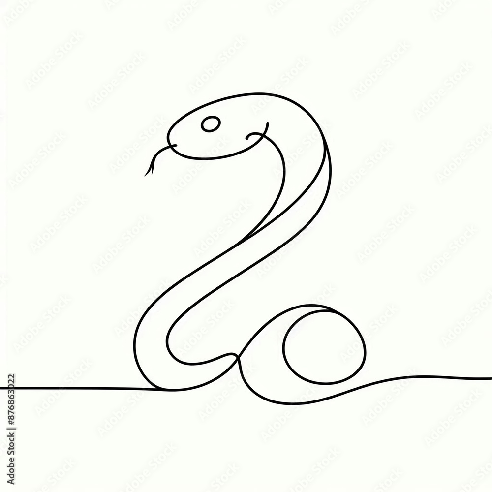 Fototapeta premium snake silhouette thin lines flat colors