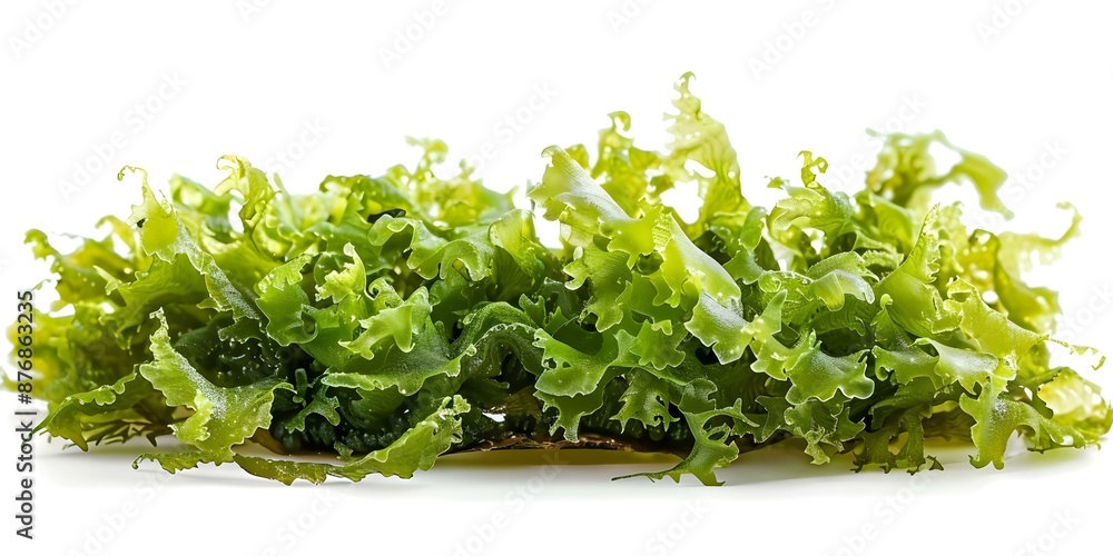 Obraz premium Irish Moss Seaweed on a White Background A Study in Isolation. Concept Botanical Photography, Seaweed Study, Irish Moss Analysis, White Background Experiment, Isolation Exploration