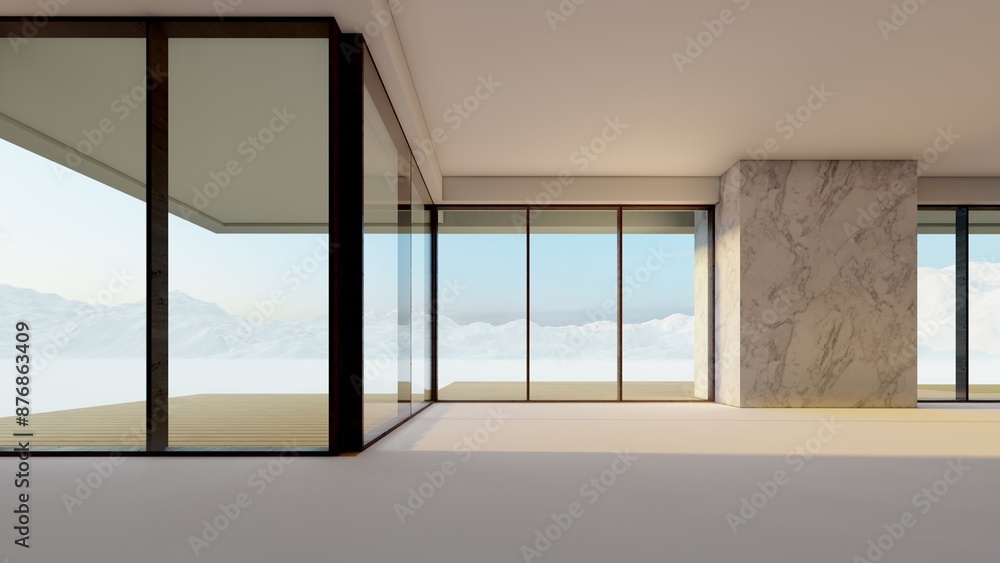 Obraz premium Architecture background empty interior of modern building 3d render
