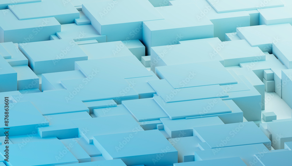 © Westend61 - 3D rendering abstract blue block pattern