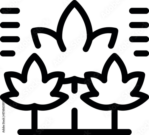 Line icon of cannabis plants growing under artificial light, representing indoor cannabis cultivation