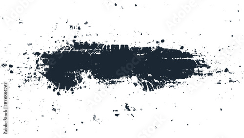 Mud tire tracking. Dirt track from the car wheel protector. Tire mark silhouette. Grunge overlay texture. Abstract black pattern. Vector illustration, EPS 10.