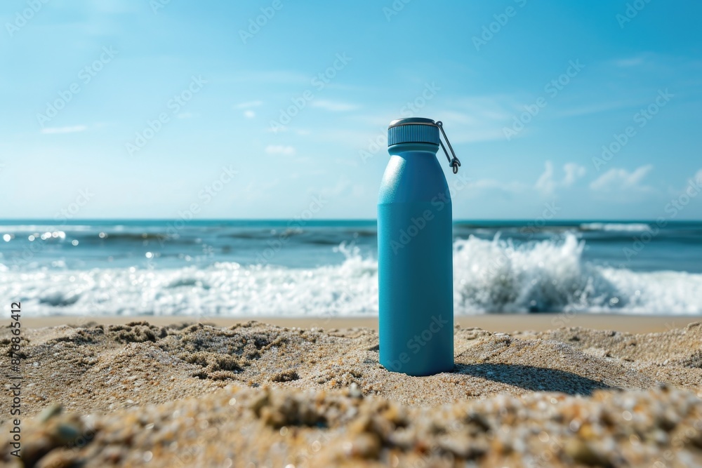 Eco-Friendly Reusable Water Bottle Mockup, Mock Up on a Sandy Beach - Perfect for Summer Vacations and Outdoor Adventures Eco-Friendly Reusable Water Bottle Mockup, Mock Up on a Sandy Beach - Perfect for Summer Vacations and Outdoor Adventures