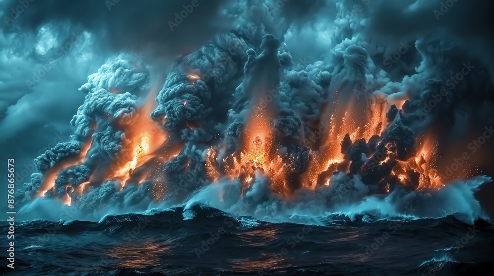 Marvel at the Depths An Underwater Volcano Erupting with Fiery Lava Streams Marvel at the Depths An Underwater Volcano Erupting with Fiery Lava Streams