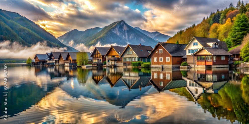 Fototapeta premium beautiful sunset in the mountains