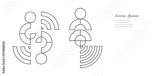 幾何学 抽象 サークル パターン レトロ アイコン セット