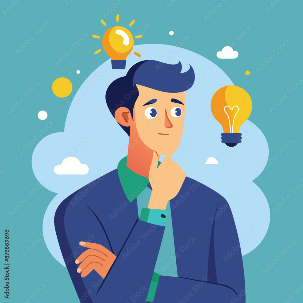 a man thoughtfully gets an idea a man thoughtfully gets an idea