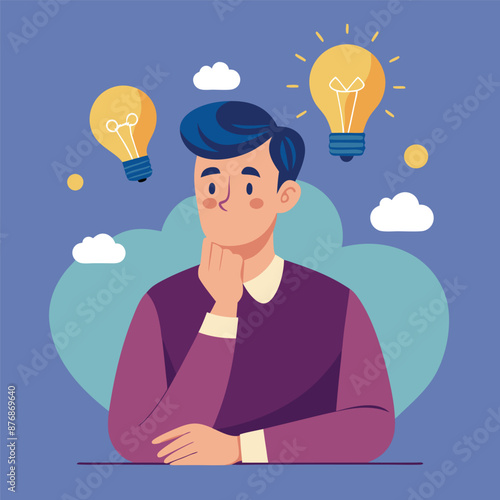 a man thoughtfully gets an idea