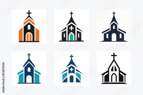 Minimalist church logo icon vector art illustration