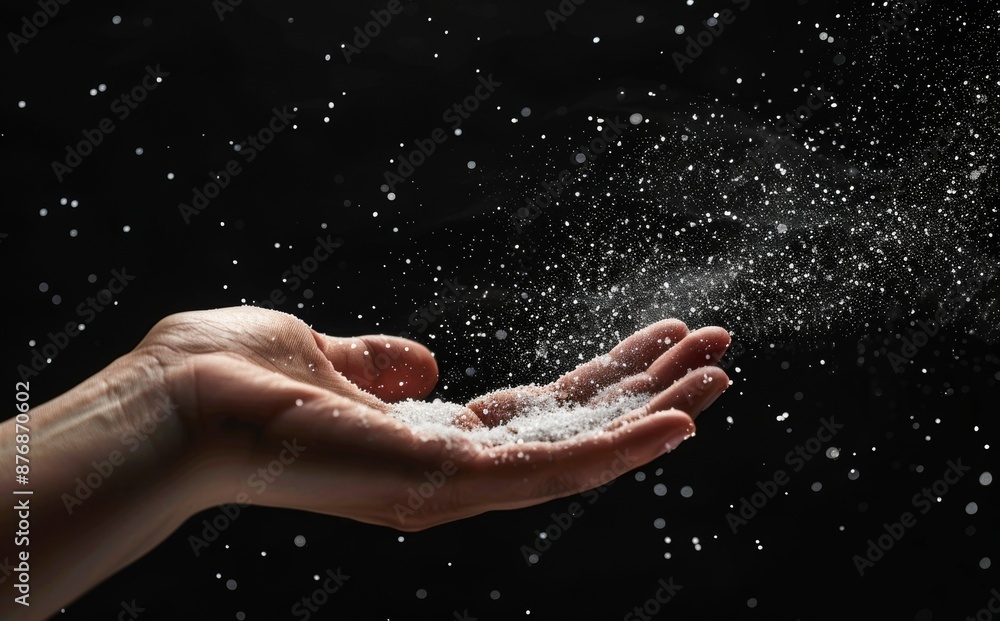 The magician hand flutters with magic powder as he prays. His hands are covered in faith, love, and devotion. He is praying with faith in religion and belief in God in a background of blessing. The magician hand flutters with magic powder as he prays. His hands are covered in faith, love, and devotion. He is praying with faith in religion and belief in God in a background of blessing.