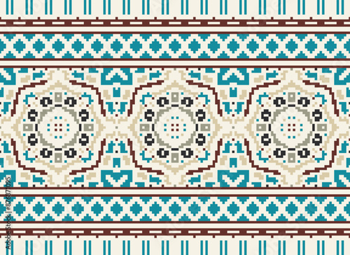 Seamless geometric ethnic asian oriental and tradition pattern design for texture and background. Silk and fabric pattern decoration for carpet, Thai clothing, wrapping and wallpaper