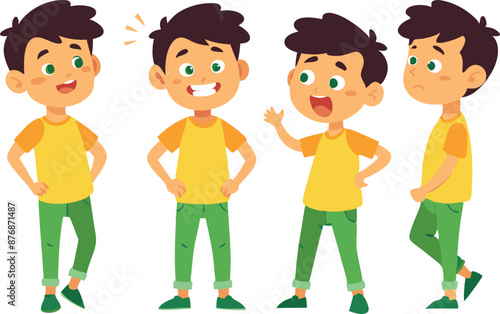 Cartoon boy various facial expressions