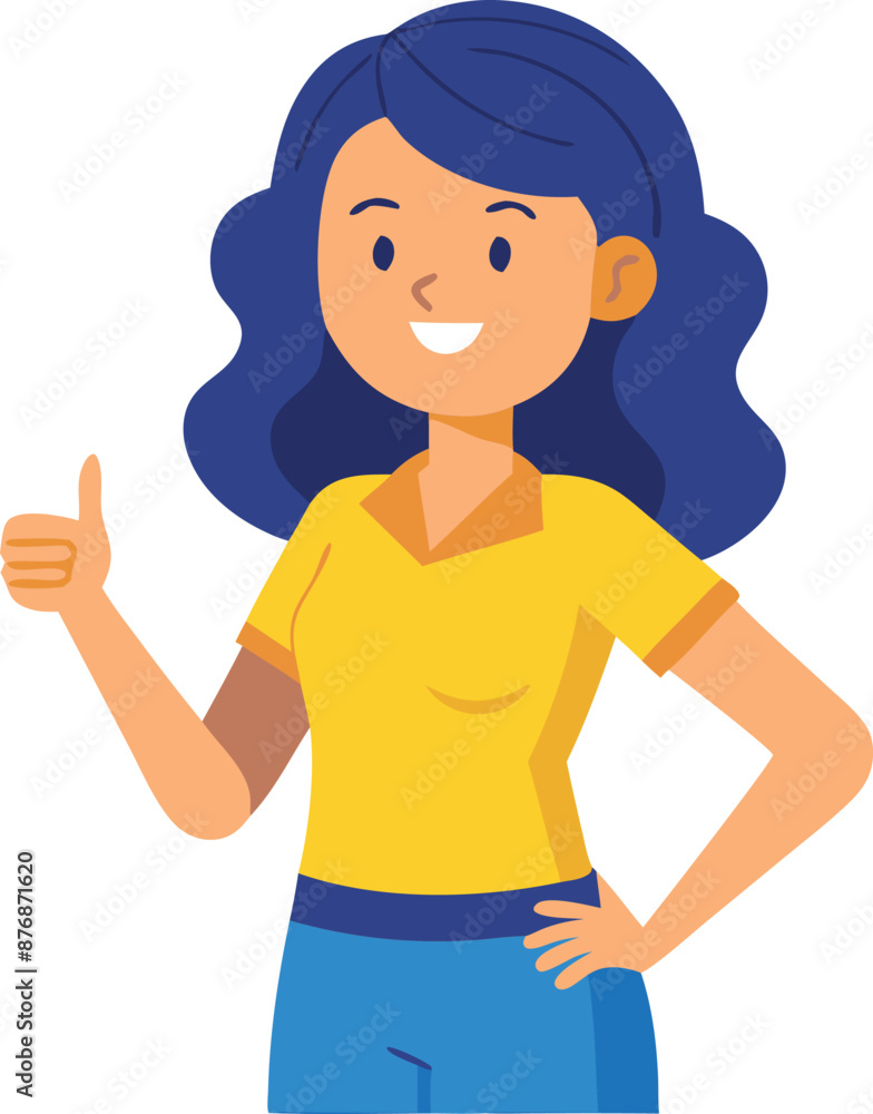Cartoon girl in yellow top giving a thumbs up Cartoon girl in yellow top giving a thumbs up