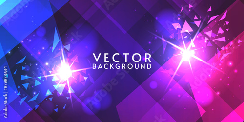 Vector abstract futuristic background. Rivalry concept. Blue with violet colors. Dark backdrop with geometry elements and triangle shapes. 