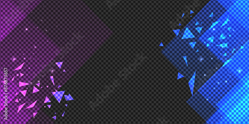 Geometric elements with triangle shapes on transparent backdrop. Rivalry concept. Vector illustration. 