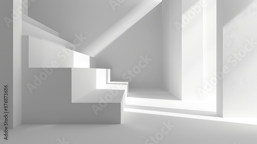 Geometric white background with abstract light design, creating a minimalist and clean look.