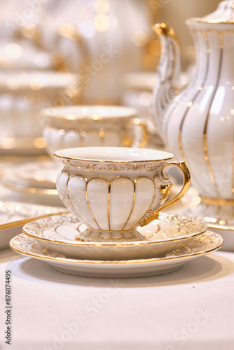 Obraz na płótnie vintage dining set tableware Porcelain Meissen Keramik X form w salonie