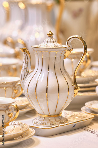 Obraz na płótnie vintage dining set tableware Porcelain Meissen Keramik X form w salonie