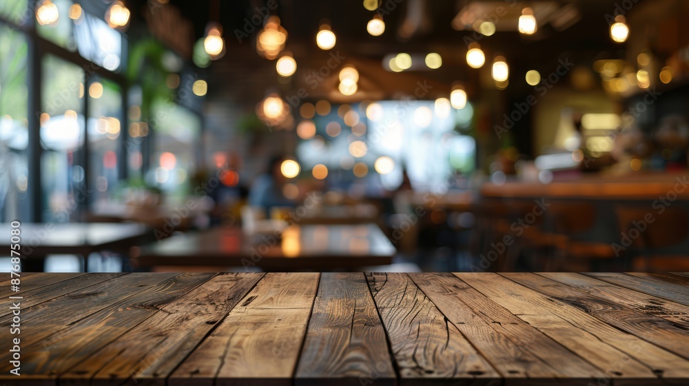 Empty wooden table in a warmly lit cafe with blurred background, creating a cozy and inviting atmosphere. Empty wooden table in a warmly lit cafe with blurred background, creating a cozy and inviting atmosphere.