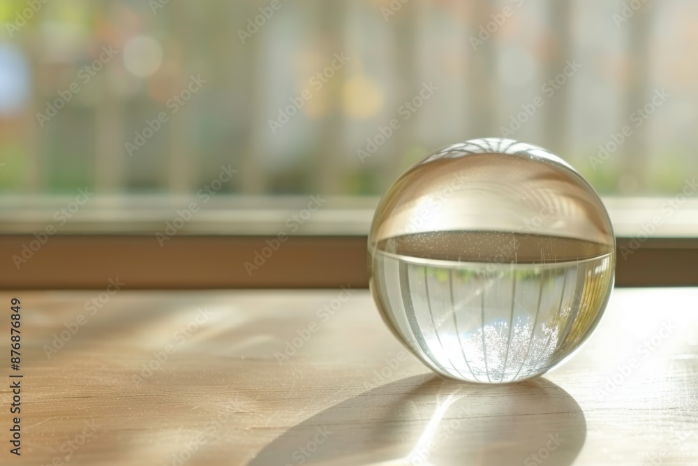 Transparent glass sphere reflecting nature Transparent glass sphere reflecting nature
