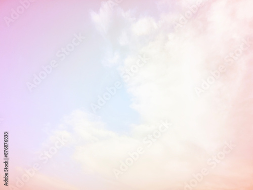 Abstract pastel sky and white fluffy cloud with soft style.