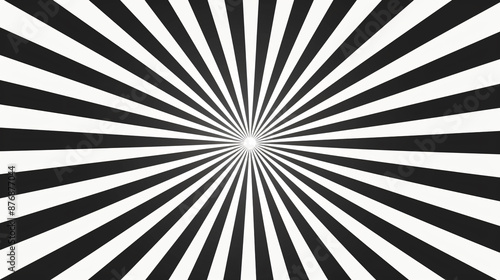 
Black and white sunburst rays pattern background illustration. Sunbeams, lines in a retro style for poster, backdrop design, banner, packaging, decoration, print on fabric or paper. 