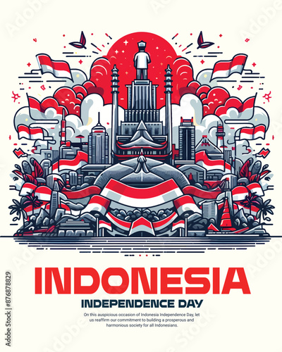 Indonesia Independence Day August 17 Hari Kemerdekaan Social Media Post Template Banner photo