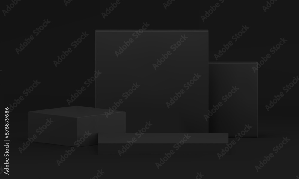 3d black showroom podium pedestal with squared wall background realistic vector illustration 3d black showroom podium pedestal with squared wall background realistic vector illustration