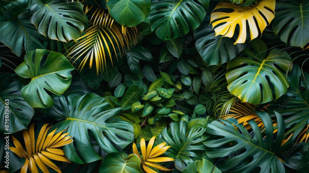 An abstract jungle or forest pattern created from gold and green tropical palm leaves on a white background. Summer abstract jungle or forest pattern made from white paper frames. An abstract jungle or forest pattern created from gold and green tropical palm leaves on a white background. Summer abstract jungle or forest pattern made from white paper frames.