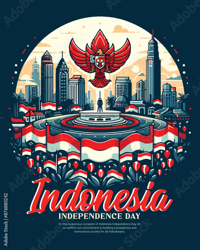 Indonesia Independence Day August 17 Hari Kemerdekaan Social Media Post Template Banner photo