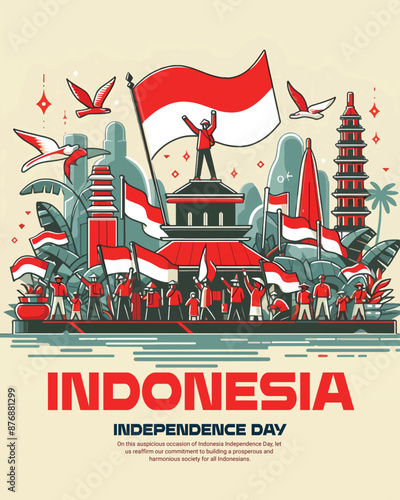 Indonesia Independence Day August 17 Hari Kemerdekaan Social Media Post Template Banner photo