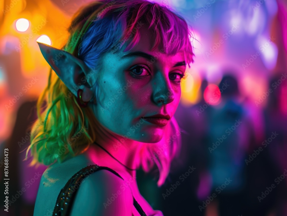 Fototapeta premium Colorful portrait of a fantasy elf-like character