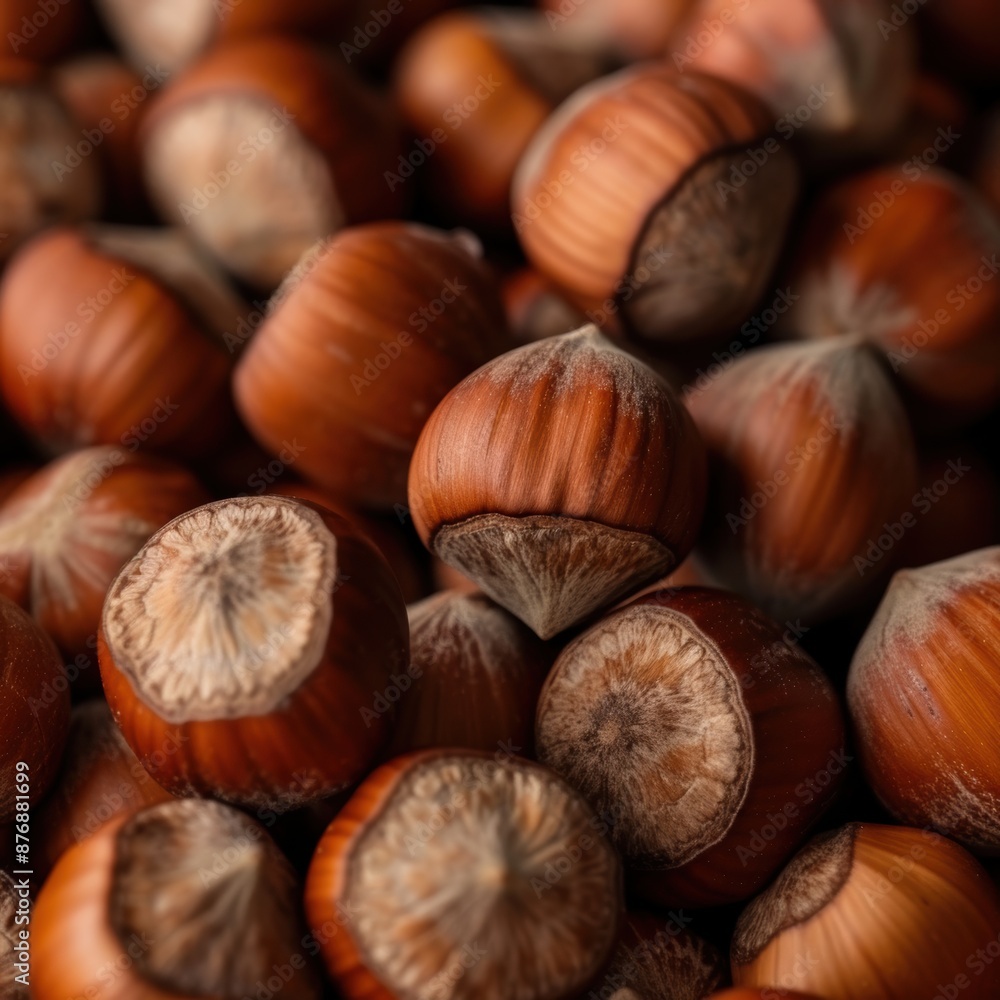 Pile of hazelnuts in close-up Pile of hazelnuts in close-up