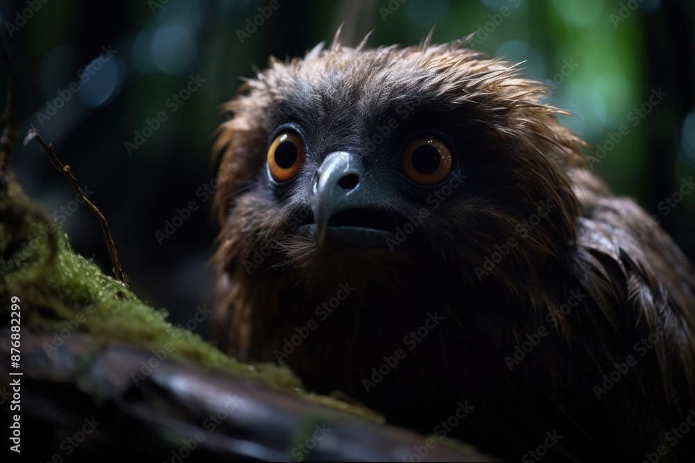 Curious primate with large eyes and furry face Curious primate with large eyes and furry face