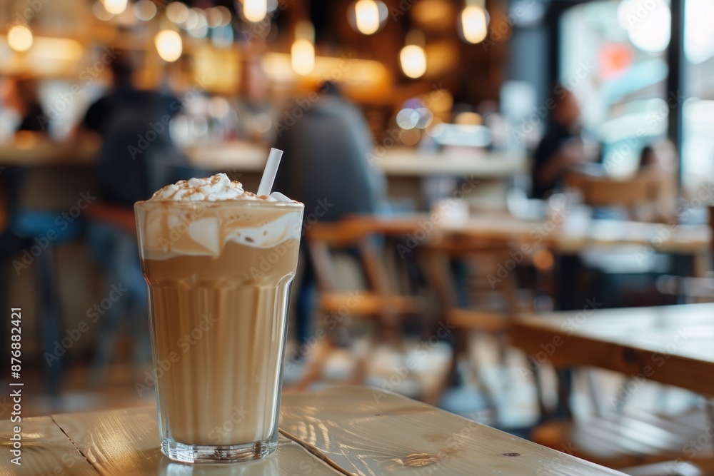 Creamy iced coffee drink with whipped cream Creamy iced coffee drink with whipped cream