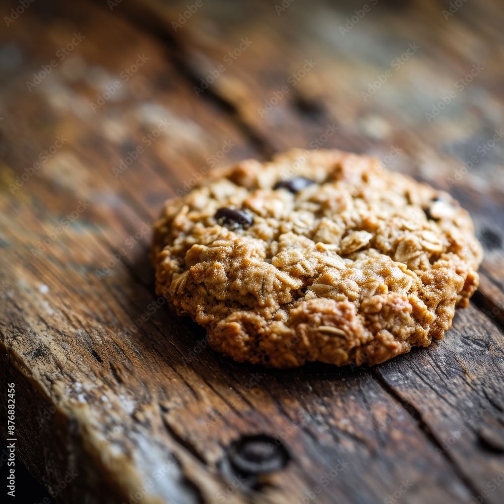Fototapeta premium Homemade oatmeal cookie on rustic wooden table