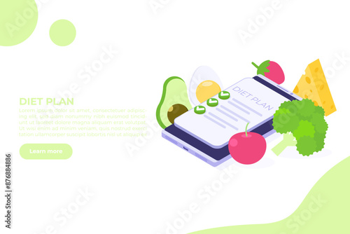 Diet plan schedule checklist concept. Vector illustration