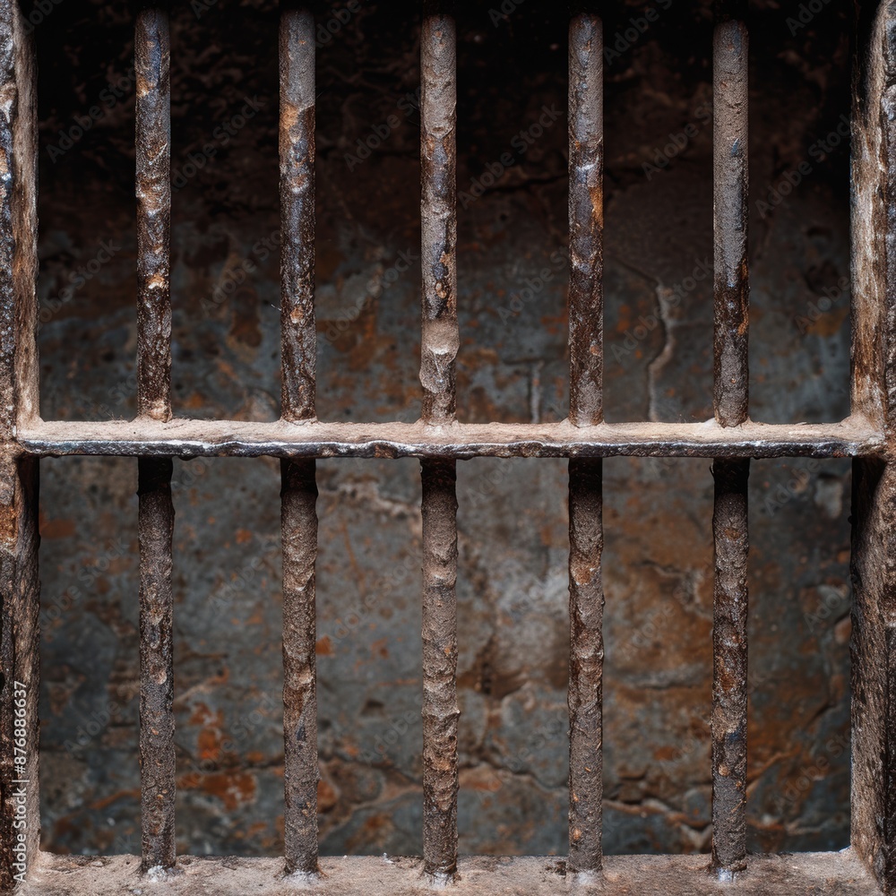 Rusty metal bars in a dark, grungy setting Rusty metal bars in a dark, grungy setting