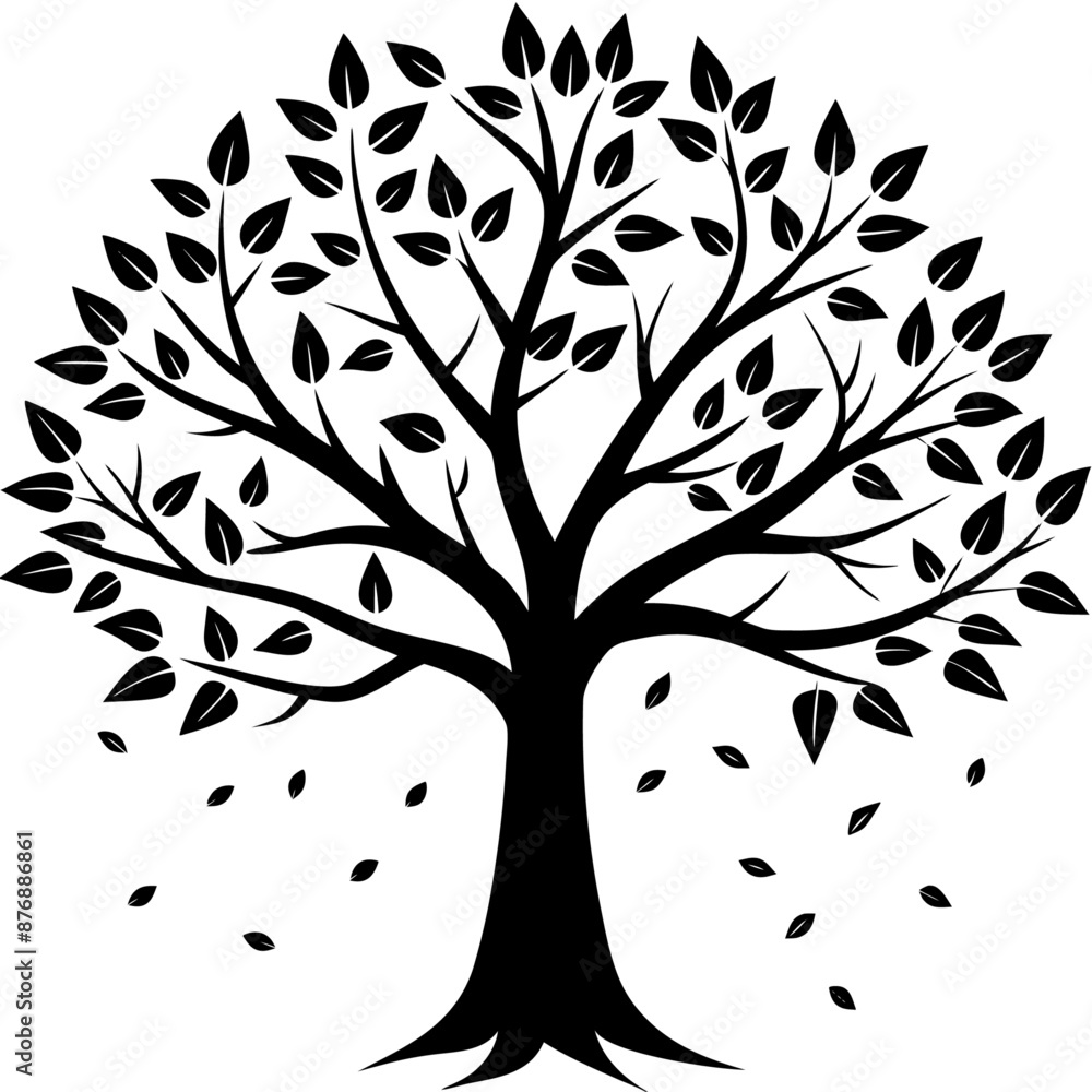 Obraz premium fall tree black silhouette art illustration