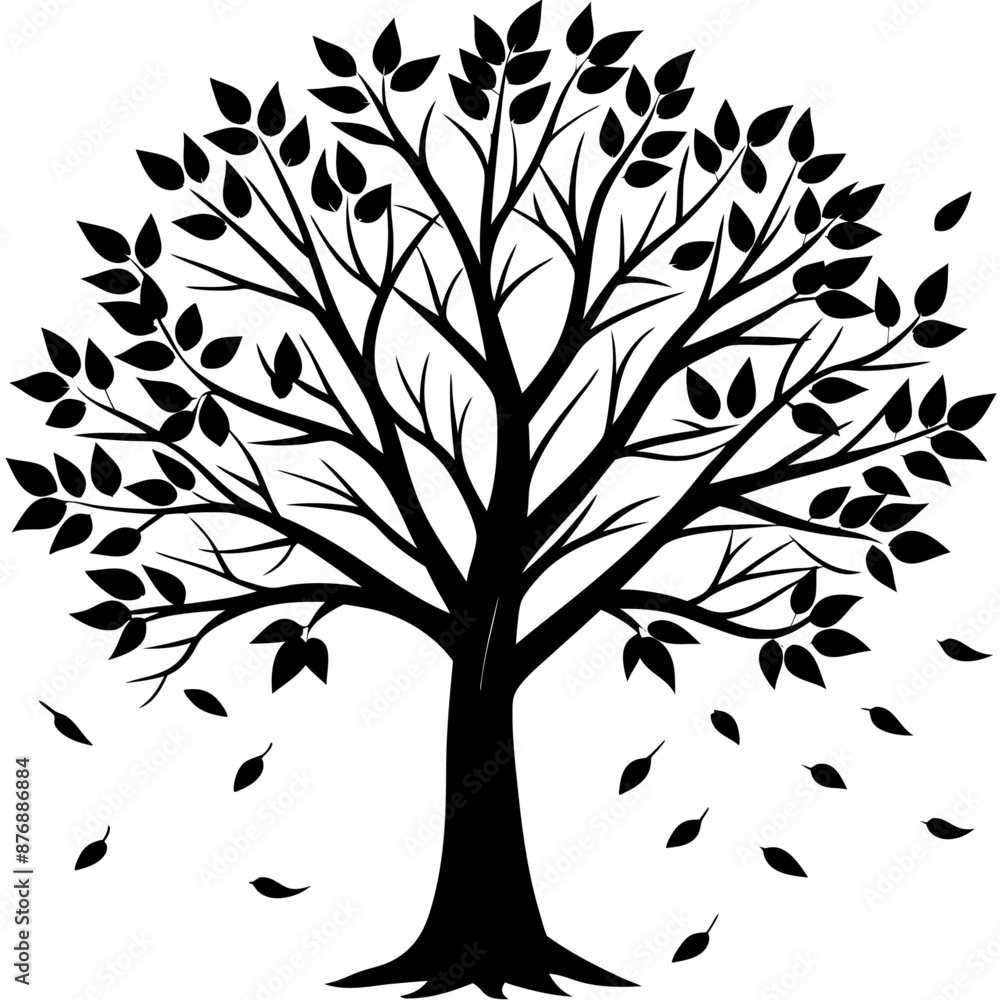 Obraz premium fall tree black silhouette art illustration