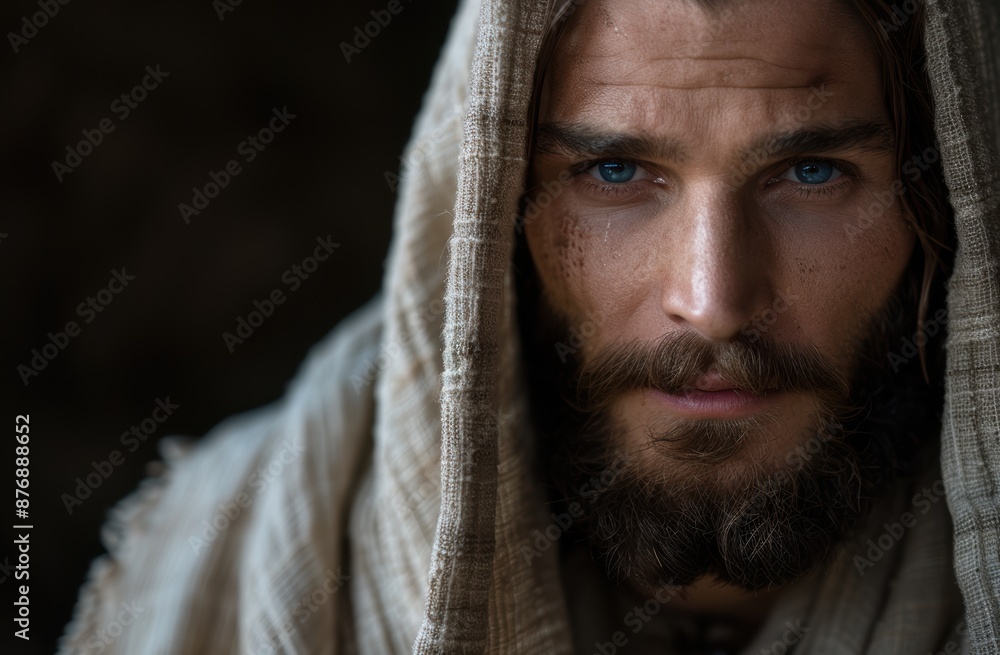 Mysterious man with piercing blue eyes Mysterious man with piercing blue eyes