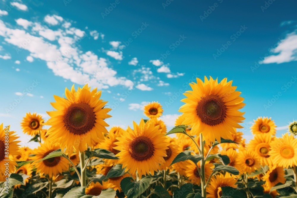 Fototapeta premium Sunflower summer landscape outdoors.