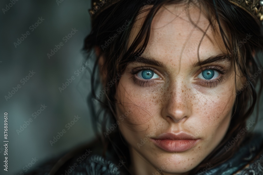 Pensive young woman with striking blue eyes Pensive young woman with striking blue eyes