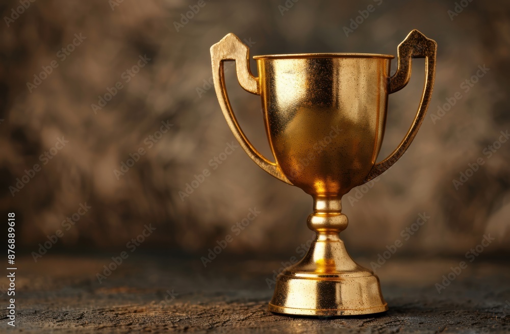 golden trophy on a wooden surface golden trophy on a wooden surface