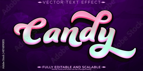 Candy text effect, editable sweet and delightful customizable font style